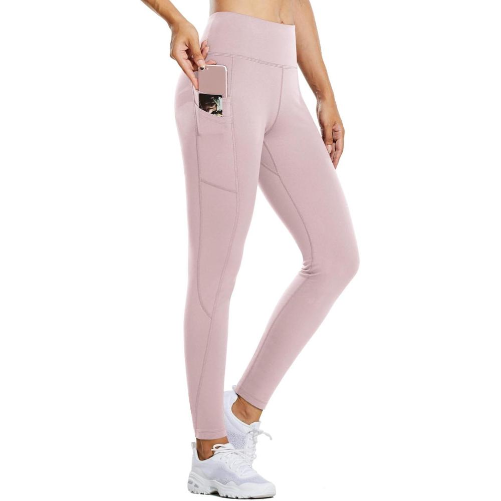 imagebaleaf Womens Fleece Lined Leggings Water Resistant Thermal Winter Warm Tights High Waisted with Pockets Running GearAlight Purple27