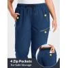 imagebaleaf Plus Size Pants for Women Hiking Cargo Water Resistant UPF 50 Cargo Joggers Zipper PocketsNavy Blue