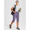 imagebaleaf Womens 15quot Long Shorts Below The Knee Capri Hiking Cargo Shorts Lightweight Quick Dry Elastic Waist for Casual15indark Purple