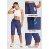 imagebaleaf Womens 15quot Long Shorts Below The Knee Capri Hiking Cargo Shorts Lightweight Quick Dry Elastic Waist for Casual15inestate Blue
