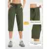 imagebaleaf Womens 15quot Long Shorts Below The Knee Capri Hiking Cargo Shorts Lightweight Quick Dry Elastic Waist for Casual17indark Army Green