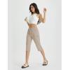 imagebaleaf Womens 15quot Long Shorts Below The Knee Capri Hiking Cargo Shorts Lightweight Quick Dry Elastic Waist for Casual17inlight Khaki