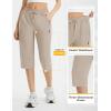 imagebaleaf Womens 15quot Long Shorts Below The Knee Capri Hiking Cargo Shorts Lightweight Quick Dry Elastic Waist for Casual17inlight Khaki