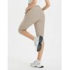 imagebaleaf Womens 15quot Long Shorts Below The Knee Capri Hiking Cargo Shorts Lightweight Quick Dry Elastic Waist for Casual17inlight Khaki