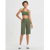 imagebaleaf Womens Bermuda Long Shorts 14quot Knee Length Capris High Waisted Athletic Shorts with Pockets Summer Stretch LooseArmy Green