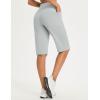 imagebaleaf Womens Bermuda Long Shorts 14quot Knee Length Capris High Waisted Athletic Shorts with Pockets Summer Stretch LooseLight Grey
