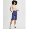 imagebaleaf Womens Bermuda Long Shorts 14quot Knee Length Capris High Waisted Athletic Shorts with Pockets Summer Stretch LooseNavy Blue