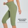 imagebaleaf Womens Capri Leggings with Pockets High Waisted Knee Length Capris Stretch for Casual Yoga Pants Workout ExerciseArmy Green