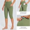 imagebaleaf Womens Capri Leggings with Pockets High Waisted Knee Length Capris Stretch for Casual Yoga Pants Workout ExerciseArmy Green