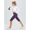 imagebaleaf Womens Capri Leggings with Pockets High Waisted Knee Length Capris Stretch for Casual Yoga Pants Workout ExerciseShadow Purple