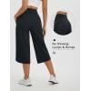 imagebaleaf Womens Capri Pants Wide Leg Athletic Yoga Capris with Pockets Quick Dry Hiking Pants Loose Lounge Summer UPF 50Black