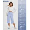 imagebaleaf Womens Capri Pants Wide Leg Athletic Yoga Capris with Pockets Quick Dry Hiking Pants Loose Lounge Summer UPF 50Light Blue