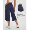 imagebaleaf Womens Capri Pants Wide Leg Athletic Yoga Capris with Pockets Quick Dry Hiking Pants Loose Lounge Summer UPF 50Navy Blue