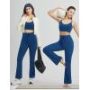 imagebaleaf Womens Flare Yoga Pants with Zipper Pockets Drawstring Flared Leggings Tummy Control High Waist Bell BottomNavy Blue