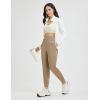imagebaleaf Womens Fleece Lined Joggers Water Resistant Hiking Pants High Waisted Winter Thermal Sweatpants Zipper PocketsBrown