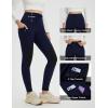 imagebaleaf Womens Fleece Lined Leggings Hiking Ripstop Water Resistant Pants with Zipper Pockets Thermal Warm Winter TightsBlueblack