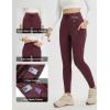 imagebaleaf Womens Fleece Lined Leggings Hiking Ripstop Water Resistant Pants with Zipper Pockets Thermal Warm Winter TightsWine Red