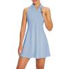 imagebaleaf Womens Golf Dress Sleeveless Tennis Dresses with Built in Shorts Pockets Racerback Workout AthleticLight Blue