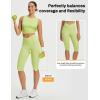 imagebaleaf Womens Knee Length Capri Leggings with Pockets Stretch Casual Exercise Summer Yoga Workout PantsLime Green
