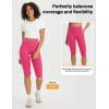 imagebaleaf Womens Knee Length Capri Leggings with Pockets Stretch Casual Exercise Summer Yoga Workout PantsRosy