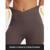 imagebaleaf Womens Knee Length Capri Leggings with Pockets Stretch Casual Exercise Summer Yoga Workout PantsSeal Brown