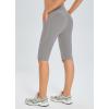 imagebaleaf Womens Knee Length Cotton Capri Leggings with Pockets High Waisted Casual Summer Yoga Workout Exercise PantsFrost Gray