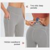 imagebaleaf Womens Knee Length Cotton Capri Leggings with Pockets High Waisted Casual Summer Yoga Workout Exercise PantsFrost Gray