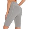 imagebaleaf Womens Knee Length Cotton Capri Leggings with Pockets High Waisted Casual Summer Yoga Workout Exercise PantsFrost Gray