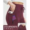 imagebaleaf Womens Petite Fleece Lined Pants Winter Thermal Warm Yoga Flare Leggings 27quot Snow PantsWine Red