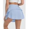 imagebaleaf Womens Tennis Skirts 14quot Golf Skorts with Pockets Double Ruffle High Waisted Athletic Skirt with Liner ShortsLight Blue