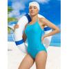 imagebaleaf Womens Zipper Pockets One Piece Swimsuits Athletic Training Adjustable Strap Bathing Suits Racerback SwimwearAqua Blue