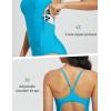 imagebaleaf Womens Zipper Pockets One Piece Swimsuits Athletic Training Adjustable Strap Bathing Suits Racerback SwimwearAqua Blue