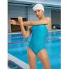 imagebaleaf Womens Zipper Pockets One Piece Swimsuits Athletic Training Adjustable Strap Bathing Suits Racerback SwimwearAqua Blue