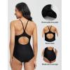 imagebaleaf Womens Zipper Pockets One Piece Swimsuits Athletic Training Adjustable Strap Bathing Suits Racerback SwimwearBlack