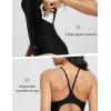 imagebaleaf Womens Zipper Pockets One Piece Swimsuits Athletic Training Adjustable Strap Bathing Suits Racerback SwimwearBlack