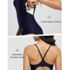 imagebaleaf Womens Zipper Pockets One Piece Swimsuits Athletic Training Adjustable Strap Bathing Suits Racerback SwimwearNavy Blue