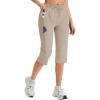 imagebaleaf Womens 15quot Long Shorts Below The Knee Capri Hiking Cargo Shorts Lightweight Quick Dry Elastic Waist for Casual17inlight Khaki
