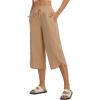 imagebaleaf Womens Capri Pants Wide Leg Athletic Yoga Capris with Pockets Quick Dry Hiking Pants Loose Lounge Summer UPF 50Brown