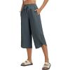 imagebaleaf Womens Capri Pants Wide Leg Athletic Yoga Capris with Pockets Quick Dry Hiking Pants Loose Lounge Summer UPF 50Dark Gray