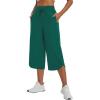 imagebaleaf Womens Capri Pants Wide Leg Athletic Yoga Capris with Pockets Quick Dry Hiking Pants Loose Lounge Summer UPF 50Dark Green