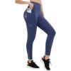 imagebaleaf Womens Fleece Lined Leggings Water Resistant Winter Clothes Running Tights Cold Weather Hiking Pants Zip PocketsCnavy Blue