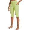 imagebaleaf Womens Knee Length Capri Leggings with Pockets Stretch Casual Exercise Summer Yoga Workout PantsLime Green