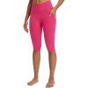 imagebaleaf Womens Knee Length Capri Leggings with Pockets Stretch Casual Exercise Summer Yoga Workout PantsRosy