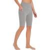 imagebaleaf Womens Knee Length Cotton Capri Leggings with Pockets High Waisted Casual Summer Yoga Workout Exercise PantsFrost Gray