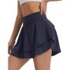 imagebaleaf Womens Tennis Skirts 14quot Golf Skorts with Pockets Double Ruffle High Waisted Athletic Skirt with Liner ShortsNavy Blue