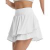 imagebaleaf Womens Tennis Skirts 14quot Golf Skorts with Pockets Double Ruffle High Waisted Athletic Skirt with Liner ShortsWhite