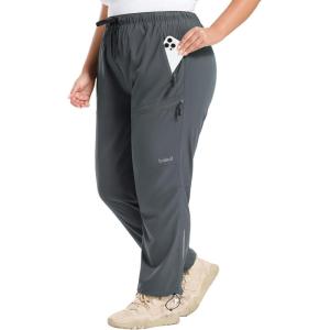 imagebaleaf Plus Size Pants for Women Hiking Cargo Water Resistant UPF 50 Cargo Joggers Zipper PocketsPlum Kitten
