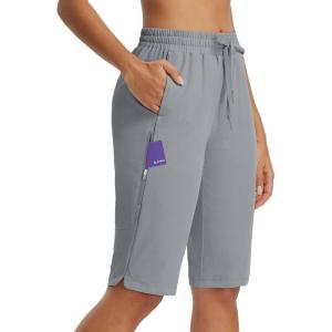 imagebaleaf Womens 13 Knee Length Hiking Shorts Quick Dry Water Resistant Lightweight Bermuda with PocketsFrost Grey