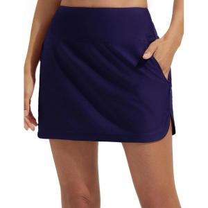 imagebaleaf Womens 2025 17quot Swim Skirt Bottoms High Waisted Modest Bathing Suit Skirt Tummy Control Swim BottomsNavy Blue 14