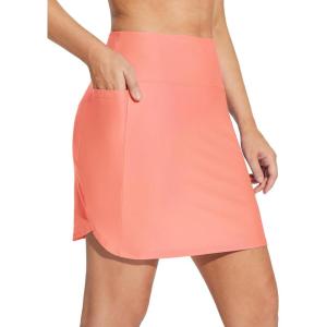imagebaleaf Womens 2025 17quot Swim Skirt Bottoms High Waisted Modest Bathing Suit Skirt Tummy Control Swim BottomsScorched Red 17 a